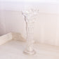 Vintage Tall Clear Iridescent Glass Swung Vase with Points on Top