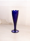 Vintage Thin Cobalt Blue Glass Mardi Gras Vase