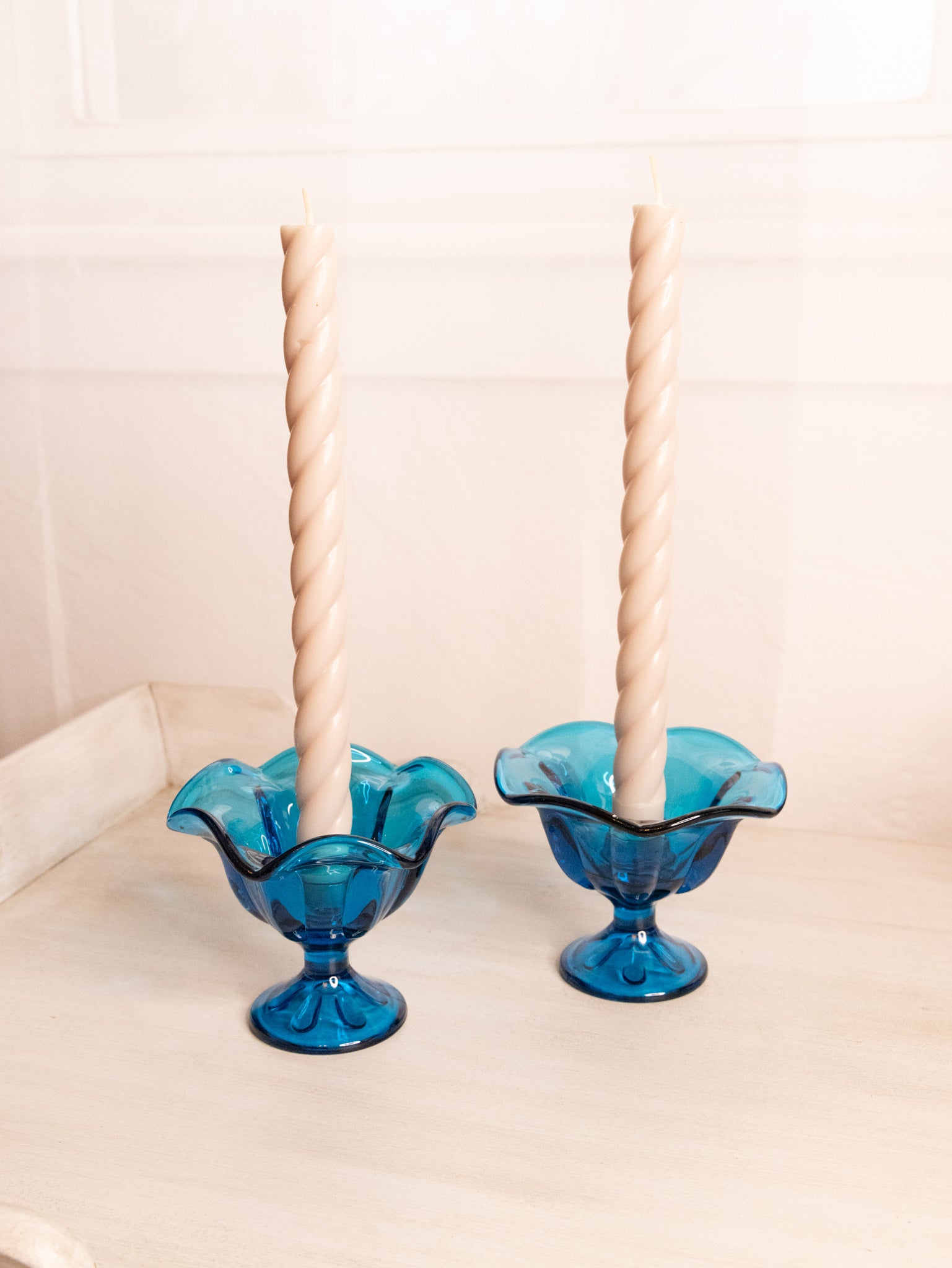 Vintage Viking Glass Dark Blue Epic Taper Candleholder – Gem Finds
