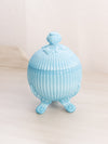 Vintage Westmoreland Blue Milk Glass Lidded 3-Toed Dish