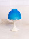 Vintage Westmoreland Blue Satin Fairy Lamp Candle Holder with White Milk Glass Base