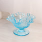 Vintage Westmoreland Glass Blue Bramble Leaf Compote Footed Bowl
