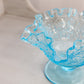 Vintage Westmoreland Glass Blue Bramble Leaf Compote Footed Bowl