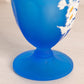 Vintage Westmoreland Glass Blue Satin Footed Lidded Dish with Floral Designs