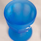 Vintage Westmoreland Glass Blue Satin Footed Lidded Dish with Floral Designs