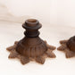 Vintage Westmoreland Glass Brown Satin Ring and Petal Candlestick