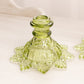 Vintage Westmoreland Glass Olive Green Ring and Petal Candlestick
