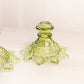 Vintage Westmoreland Glass Olive Green Ring and Petal Candlestick