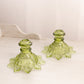 Vintage Westmoreland Glass Olive Green Ring and Petal Candlestick