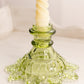 Vintage Westmoreland Glass Olive Green Ring and Petal Candlestick