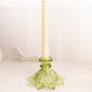 Vintage Westmoreland Glass Olive Green Ring and Petal Candlestick
