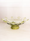 Vintage Westmoreland Glass Large Green Ring and Petal Bowl with Lattice Edge