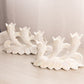 Vintage Westmoreland Glass White Iridescent Mother of Pearl Milk Glass Triple Floral Candleholder