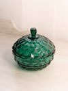 Vintage Whitehall Circular Dark Green Glass Lidded Dish