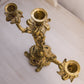 Vintage 3 Arm Brass Candelabra with Floral Designs