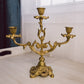Vintage 3 Arm Brass Candelabra with Floral Designs