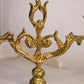 Vintage 3 Arm Brass Candelabra with Floral Designs