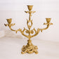 Vintage 3 Arm Brass Candelabra with Floral Designs
