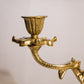 Vintage 3 Arm Brass Candelabra with Floral Designs
