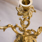 Vintage 3 Arm Brass Candelabra with Floral Designs