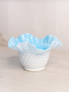 Vintage Blue and White Cased Glass Hobnail Bowl