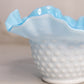 Vintage Blue and White Cased Glass Hobnail Bowl