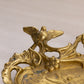 Vintage Brass Inkwell with Bird and Floral Details