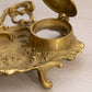 Vintage Brass Inkwell with Bird and Floral Details