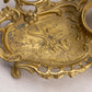 Vintage Brass Inkwell with Bird and Floral Details