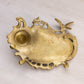 Vintage Brass Inkwell with Bird and Floral Details