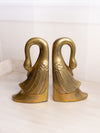 Vintage Brass Swan Bookends with Heads Down