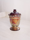Carnival Glass Lidded Dish with Peacock Design