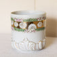 Vintage Ceramic Plume Vessel with Pink, Green & Gold Floral Details