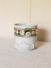 Vintage Ceramic Plume Vessel with Pink, Green & Gold Floral Details