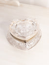 Vintage Crystal Hinge Lid Heart Box with Etched Details