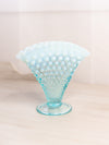 Vintage Fenton Light Blue Opalescent Hobnail Fan Vase