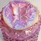 Vintage Fenton Dark Pink Iridescent Hobnail Lidded Butterfly Jar