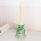 Vintage Fenton Green Glass Handpainted 2-Way Floral Candleholder