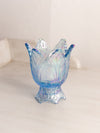 Vintage Fenton Iridescent Blue Two Way Flower Candle Holder