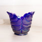 Vintage Imperial Glass Dark Blue Carnival Leaf Vase