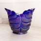 Vintage Imperial Glass Dark Blue Carnival Leaf Vase