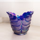 Vintage Imperial Glass Dark Blue Carnival Leaf Vase