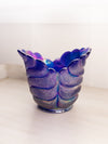 Vintage Imperial Glass Dark Blue Carnival Leaf Vase