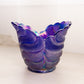 Vintage Imperial Glass Dark Blue Carnival Leaf Vase