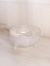 Vintage Imperial Medium Clear Iridescent Glass 3-Toed Rose Flower Bowl