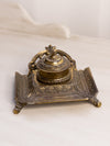 Vintage Jennings Brothers Brass Inkwell with Cobalt Blue Insert