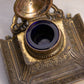 Vintage Jennings Brothers Brass Inkwell with Cobalt Blue Insert