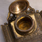 Vintage Jennings Brothers Brass Inkwell with Cobalt Blue Insert