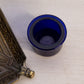 Vintage Jennings Brothers Brass Inkwell with Cobalt Blue Insert