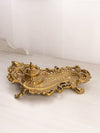 Vintage Large Ornate Brass Inkwell with White Ceramic Insert
